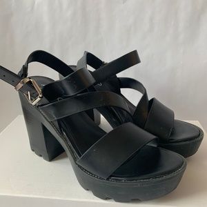 ALDO black platform sandals with lug sole